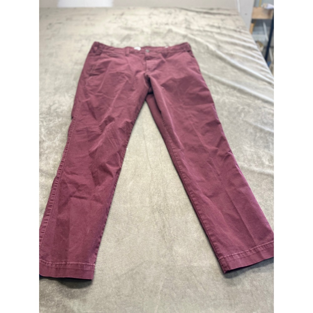 Gap For Good Mens Slim Fit Chino Pants 36x30 Burgundy Maroon Flat Front 1178